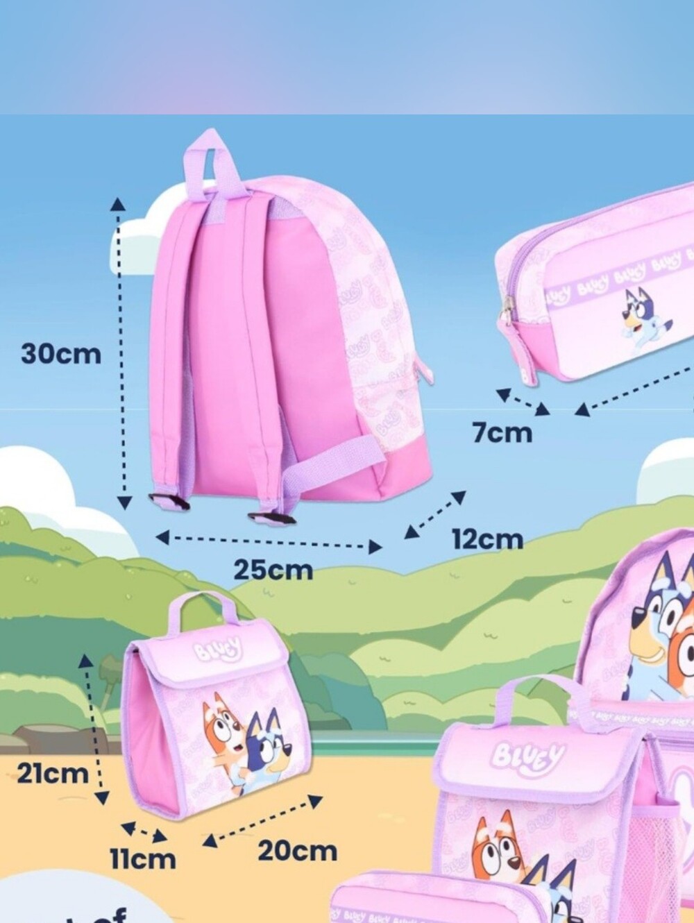Bluey Kids Backpack Set in Pink and Purple - Picture 6 of 7